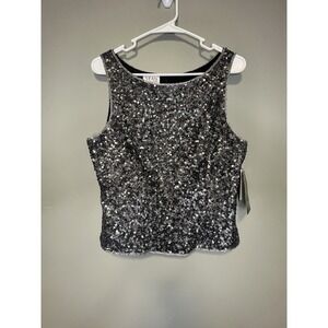 Sean Collection Women's Sleeveless Top Formal, Sequin, Size Lg Silk NEW W/ Tags